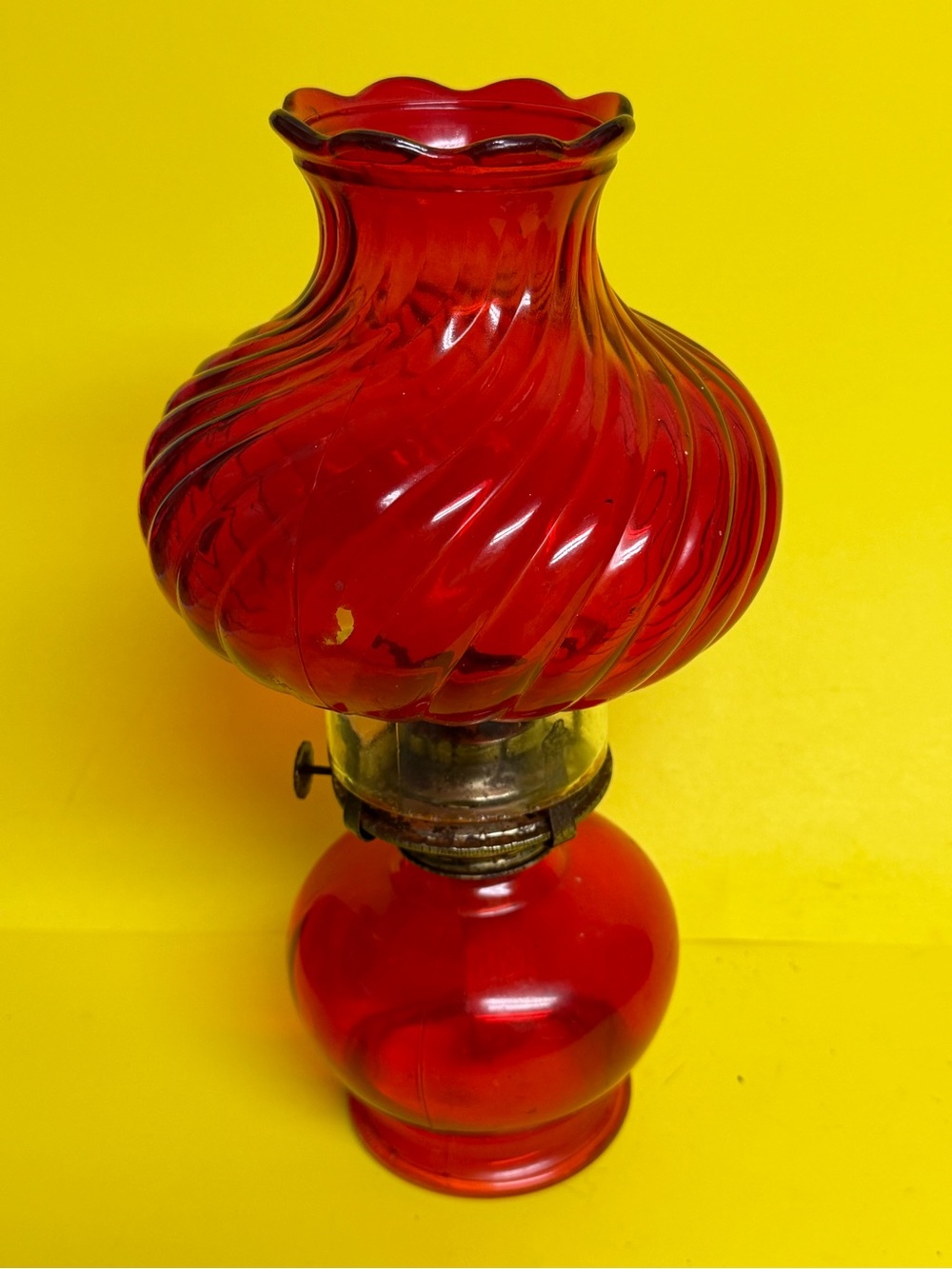 Vintage Hurricane Red Oil Lamp, 12” tall